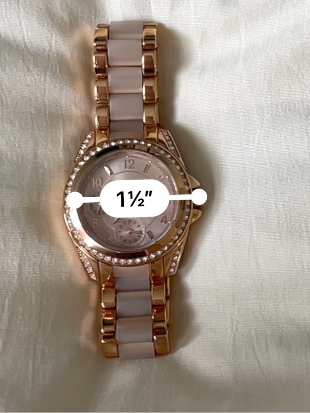 Michael Kors Rose Gold and Cream Ceramic Crystal Watch - not currently operating - Picture 11 of 14